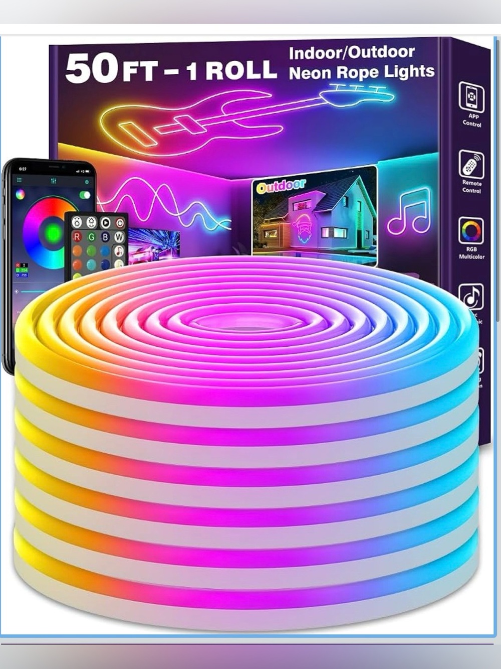 50 FT neon rope lights flexible led rope lights